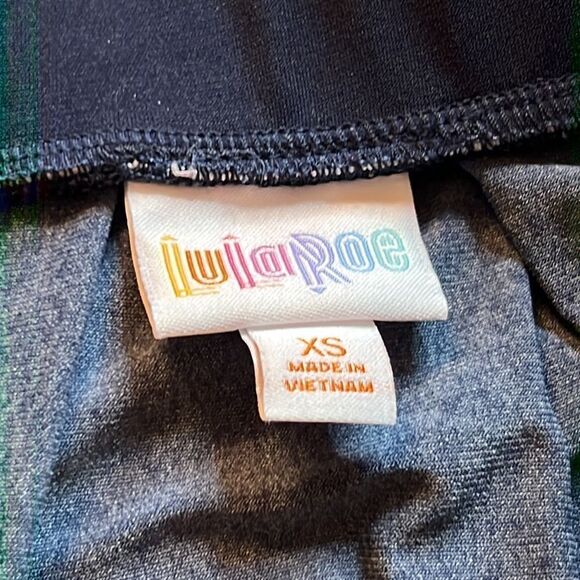 LulaRoe Navy with Yellow Polka Dots Full Pleated Skirt - Size XS - Picture 7 of 8